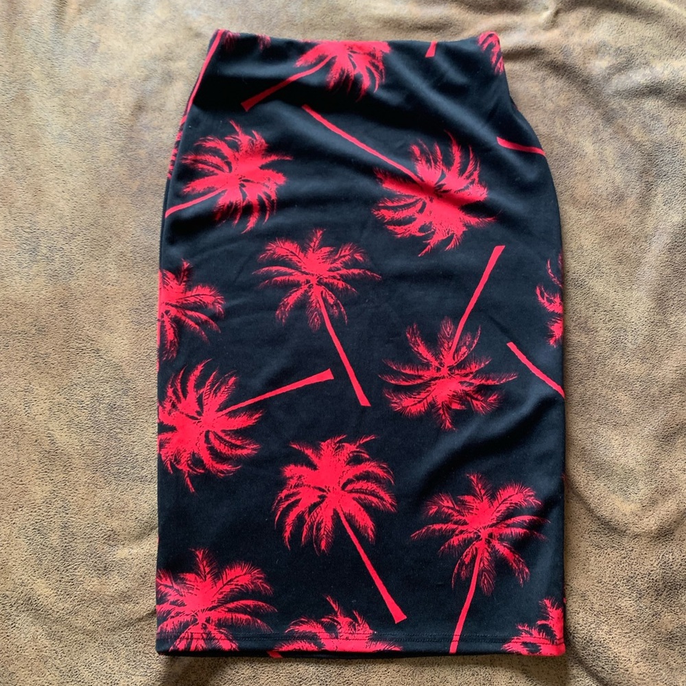 Palm tree pencil skirt